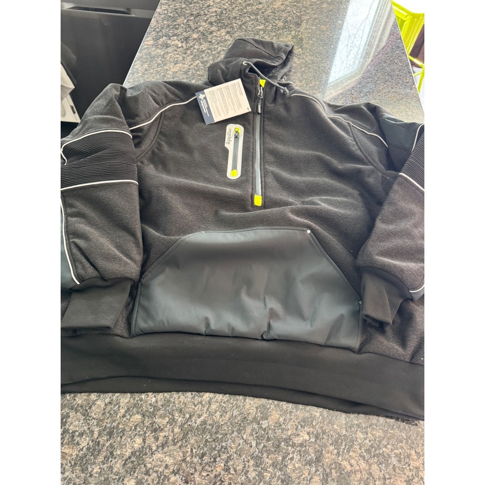 RefrigiWear‎ 8480 Performance Quarter-Zip Hoodie Black coat 3XL NWT Reflective